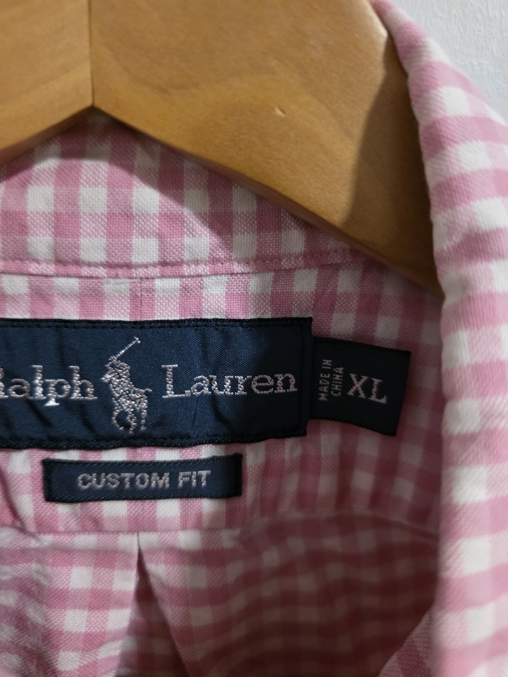 Ralph Lauren Custom Fit Pink Gingham Button Down Shirt XL Classic Preppy - Picture 6 of 8